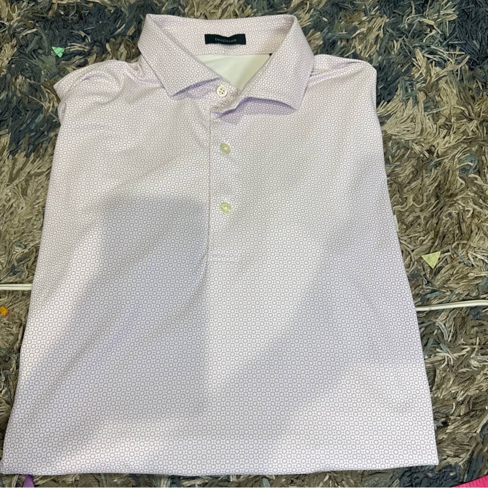 TURTLESON polo shirt purple men L micro floral
